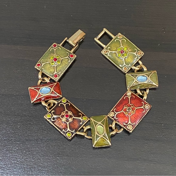 Vintage LIZ CLAIBORNE Enameled Link Bracelet - Picture 4 of 12